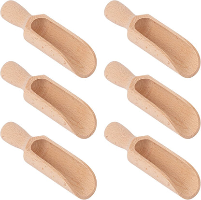 AUEAR, 6 Pack Mini Wooden Scoops Candy Spoons for Tea Coffee Cereal Seasoning Pepper