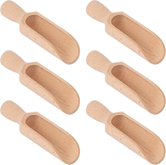 AUEAR, 6 Pack Mini Wooden Scoops Candy Spoons for Tea Coffee Cereal Seasoning Pepper