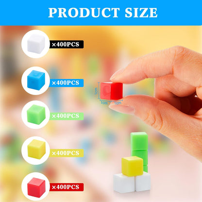 Wettarn 2000 Pieces Plastic Counting Cubes Small Centimeter Cubes for Classroom Preschool Teaching Classification Measurement Learning, 5 Colors