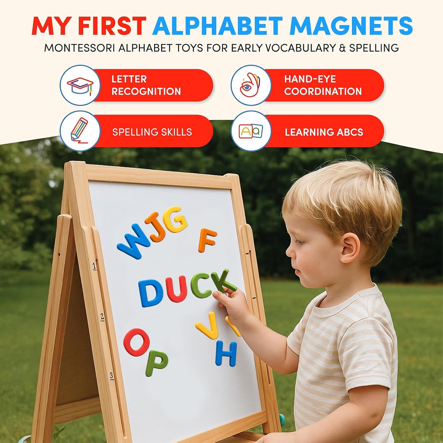 JoyCat Silicone Alphabet Magnetic Letters, 26 Uppercase ABC Fridge Magnets for Kids 3+, Preschool Learning Refrigerator Toy Set, Birthday Gifts for Boys Girls (Muted Color)