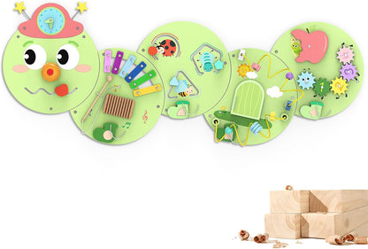 BlueWood Wooden Wall Busy Board Panels, Toddler Learning Activity Center, Montessori Philosophy Sensory, Educational Toys, Conducive to All-Round Development - Whale
