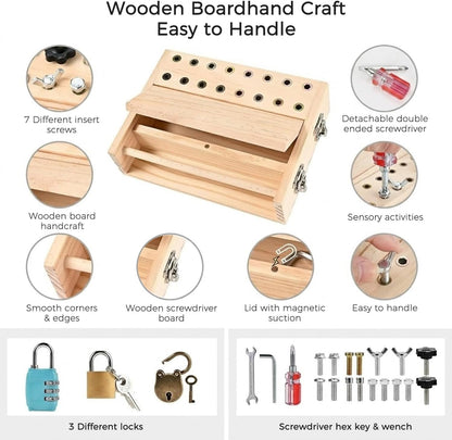 16-Hole Wooden Therapy Pegboard Multifunctional Finger Dexterity for Fine Motor Skills, Hand-Eye Coordination & Sensory Rehabilitation Ideal for Home Office Seniors Men Women and Occupational Therapy