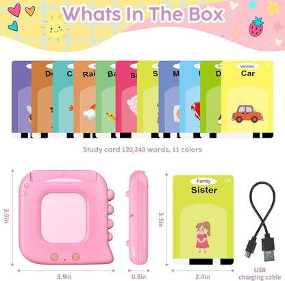 Talking Flash Cards,Kids Toddler Flash Cards with 240 Sight Words,Montessori Toys,Autism Sensory Toys,Speech Therapy,Learning Educational Gifts for Age 1 2 3 4 5 Years Old Boys and Girls