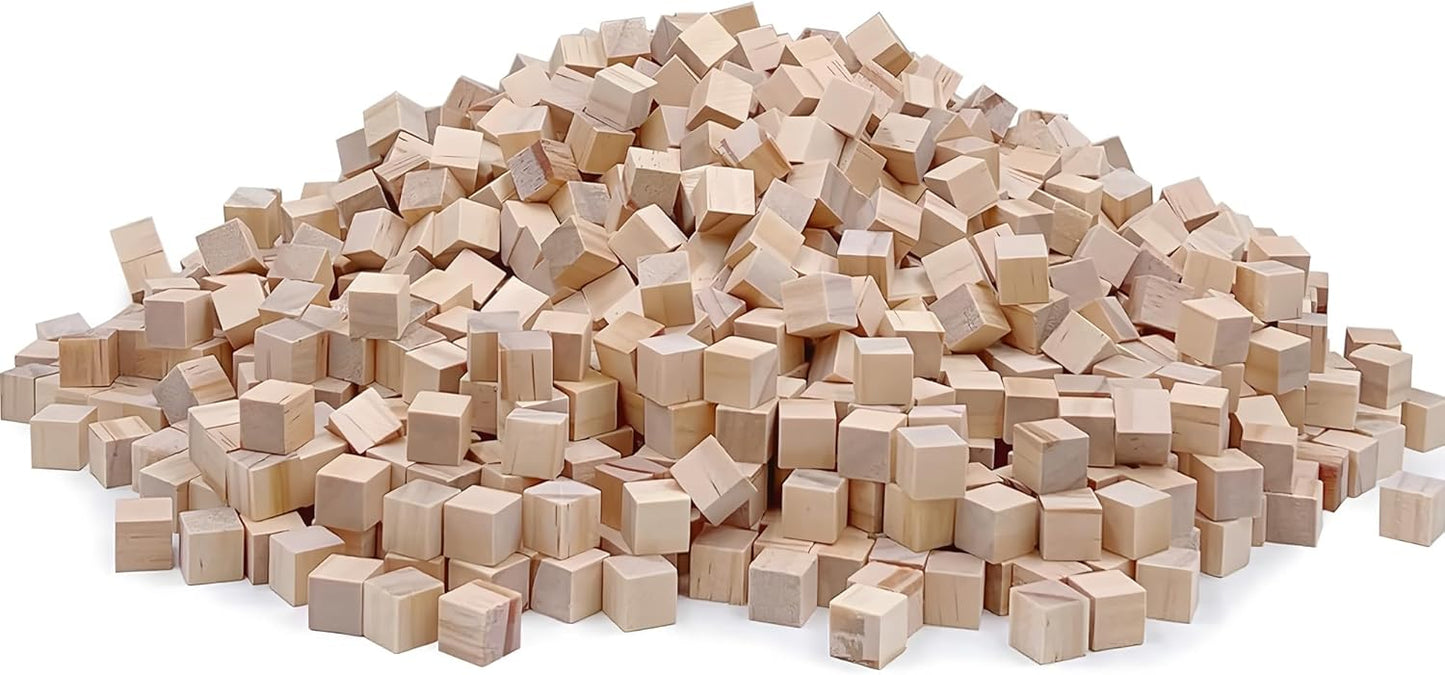 Wood Blocks for Crafts, Unfinished Wood Cubes, 2 Inch Natural Wooden Blocks, Pack of 8 Wood Square Blocks, Wooden Cubes for Arts and Crafts and DIY Projects