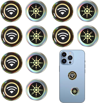 12 Pcs Emf Blocker for Cell Phone,Radiation Blocker for Cell Phone,Emf Stickers,A Practical Gift for Tech Lovers for Smart Phones/Laptops Electronic Devices Blockers(WiFi Signal Pattern)