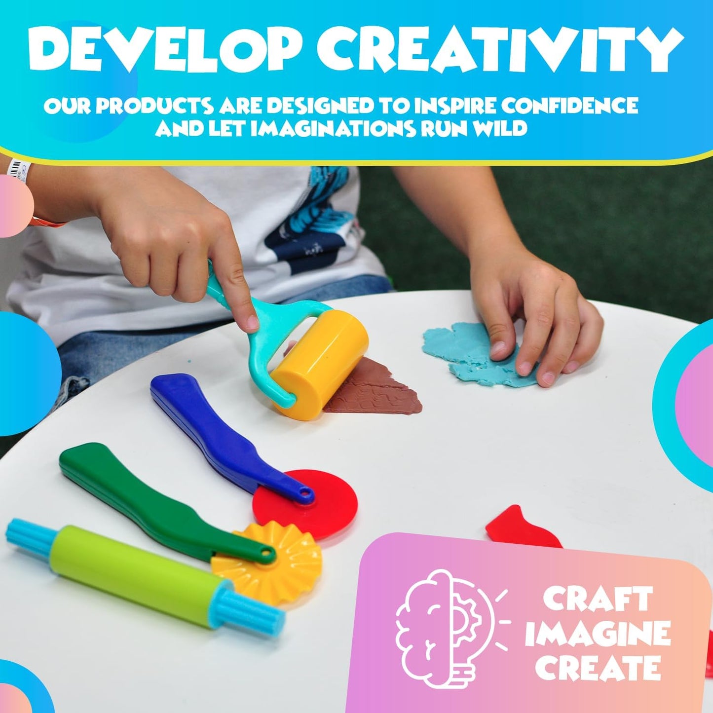 DIMROM Clay and Play Dough Tools 12 Piece Set - Ages 3 & Up (12pcs)