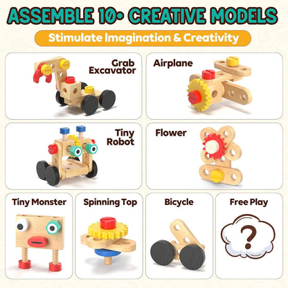 Lehoo Castle Kids Tool Set with Toolbox, Wooden Toys for 3 4 5 Years Old Boy Birthday Gift, Construction Play Tools, STEM Learning Toys for Preschooler, Pretend Play Gifts for Christmas