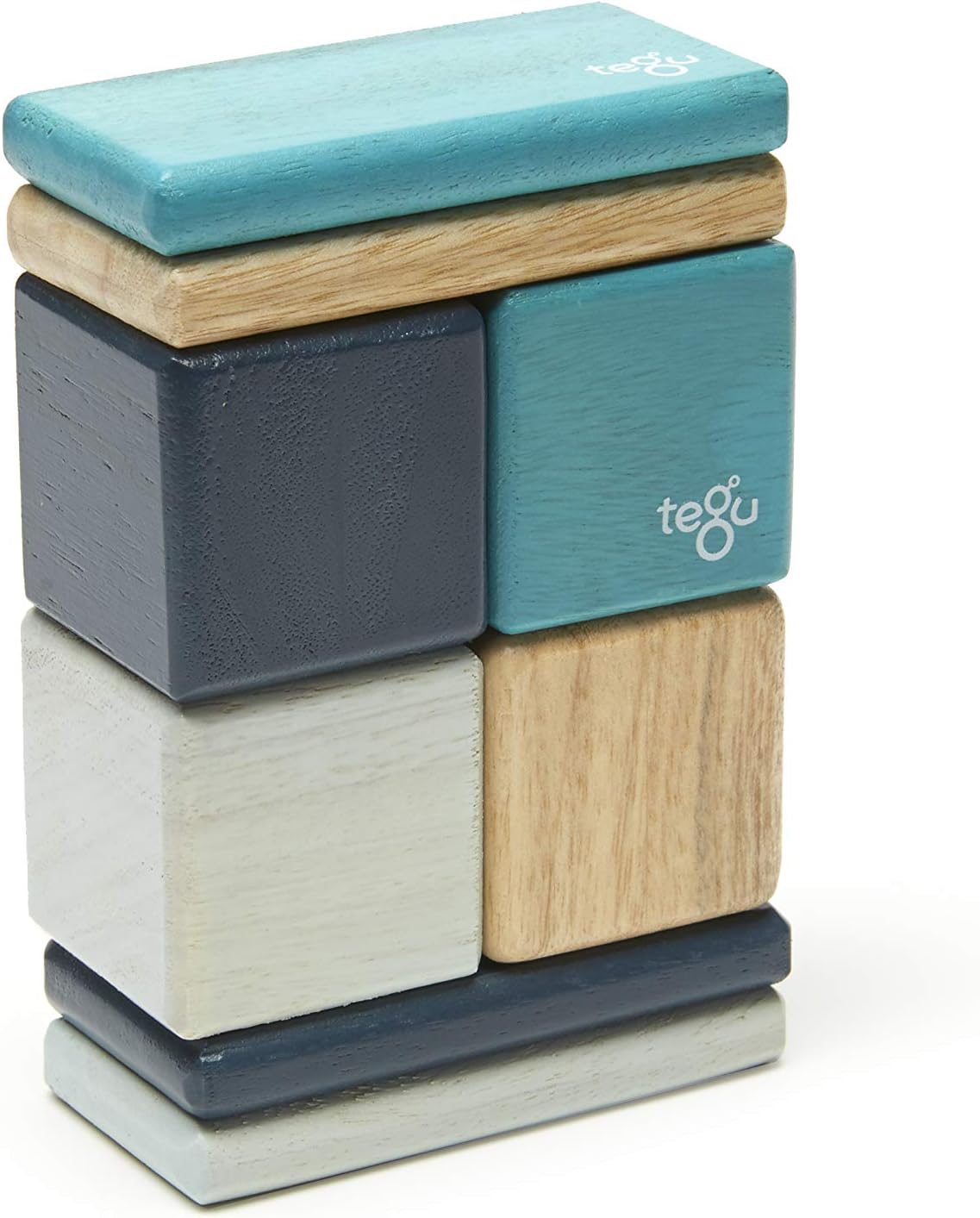 8 Piece Tegu Pocket Pouch Magnetic Wooden Block Set, Tints