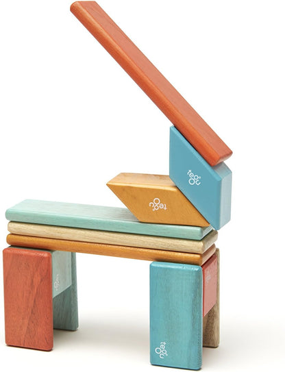14 Piece Tegu Magnetic Wooden Block Set, Blues