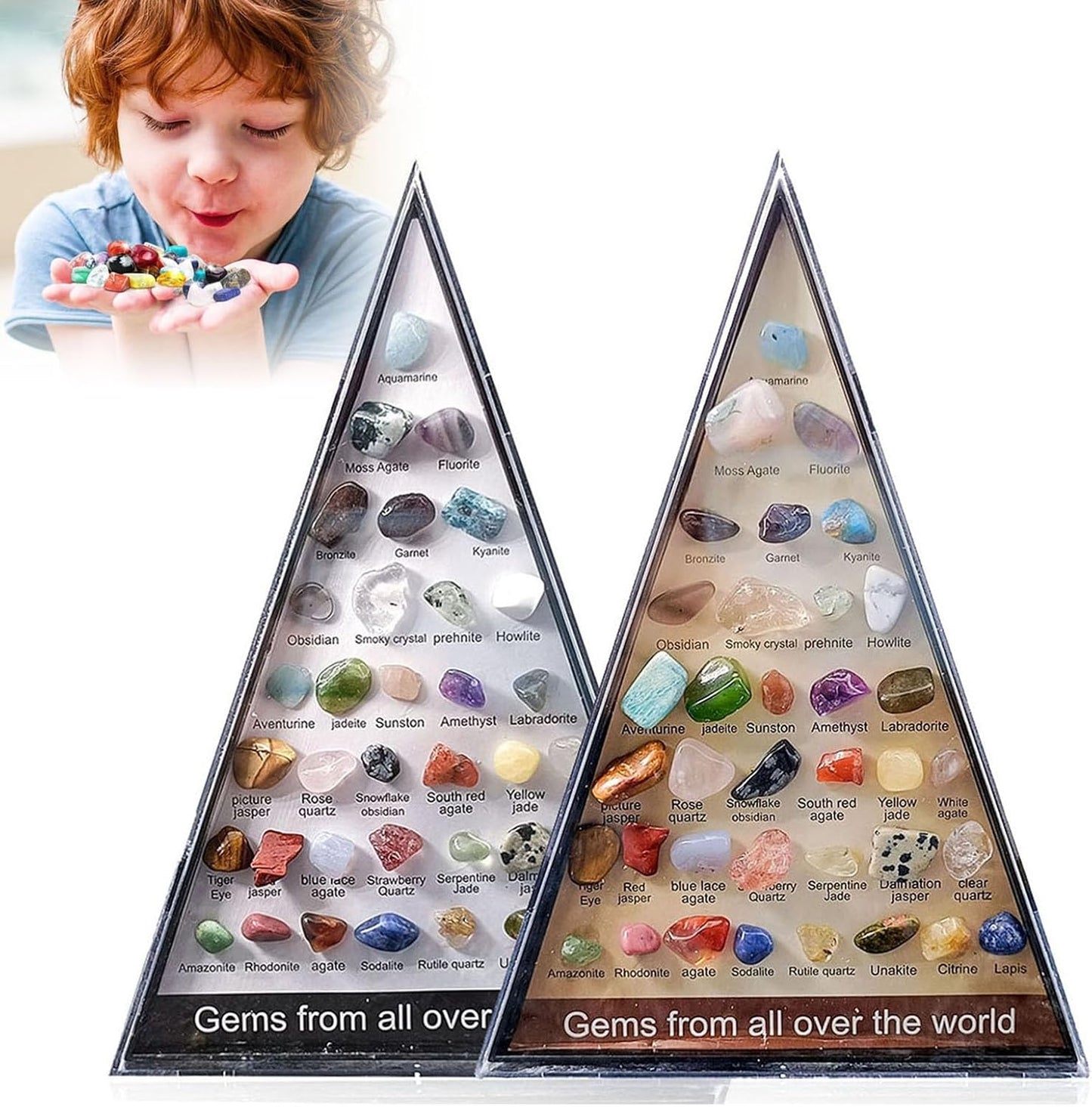 Natural Gem and Rock Collection 36 Kind Mineral Ore Collection Specimens Natural Crystal Specimens and Geology Gem Kit Educational Gift for Kids Student Champaign Gold