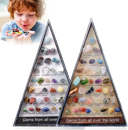 Natural Gem and Rock Collection 36 Kind Mineral Ore Collection Specimens Natural Crystal Specimens and Geology Gem Kit Educational Gift for Kids Student Champaign Gold