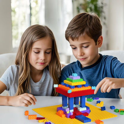 Pairez Toys 8-Pack Classic Baseplates for Building Bricks (10" x 10") – Compatible with All Major Brands, Construction Toys for Kids Ages 4-8+, Black, White, Dark Gray, Light Gray