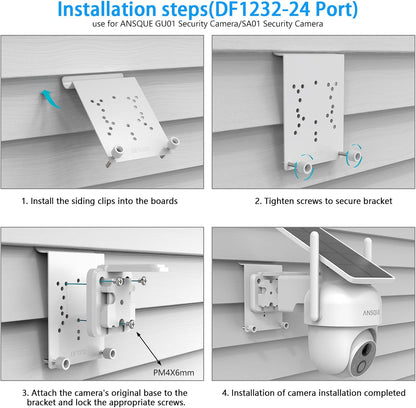 Vinyl Siding Mount for AOSU SolarCam D1 SE/Lite/Max,eufy Solocam S340/E30,Reolink Argus PT 3MP/4MP/5MP/2K/4K/8MP,ANSQUE Security Cameras (GU01/SA01), Cinnado B6 Security Camera Kit (White)
