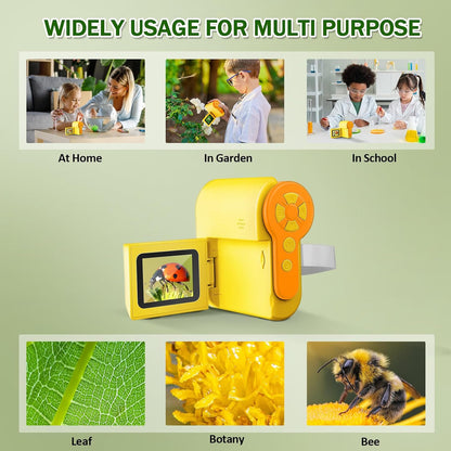 1000X Microscope for Kids 8-12, 4K HD Screen with 6 LED Lights, Portable Microscope for Outdoor STEM Learning, Rechargeable Science Kit, Birthday Easter Gifts for Kids