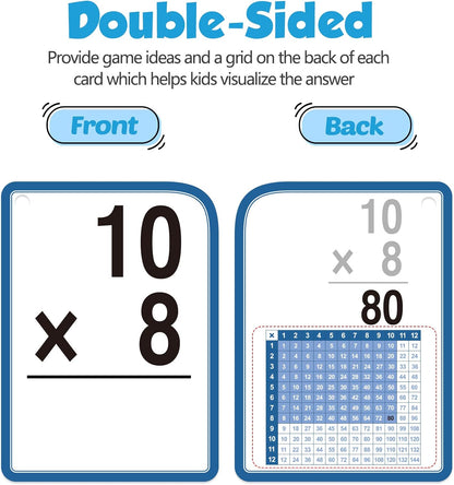 Torlam Multiplication Flash Cards + Math Board, Time Table Chart Flashcards for Kids Ages 6-12, 3rd-6th Grade Classroom Must-Have