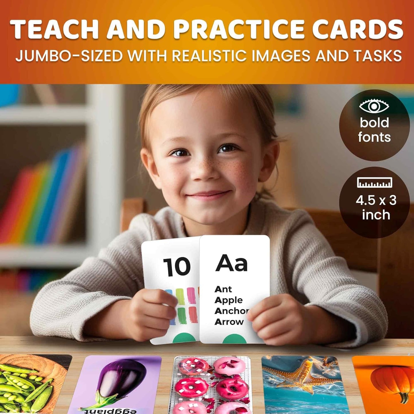 QUOKKA ABC Learning Flash Cards for Toddlers 2-4 Years Old - 60 Flashcards Toy for Kids Ages 1-3-5 - Alphabet Numbers Colors Letters Animals Learn Activities - First Words Educational Game