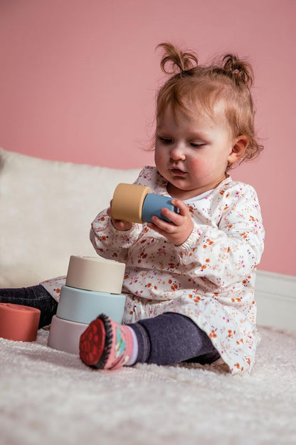 Mary Meyer Baby and Toddler Toys Simply Silicone Stacking Cups for 6+ Months Old Preschool Gifts, 9-Inches, Stars