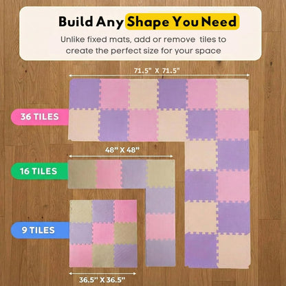MioTetto Baby Play Mat, Soft Foam Floor Tiles for Kids. Adjustable Interlocking Foam Tiles, Fits with 50x50 Playpen Baby mat for Crawling & Development, Safe & Non-Toxic Playmat for Babies 6-12 Months