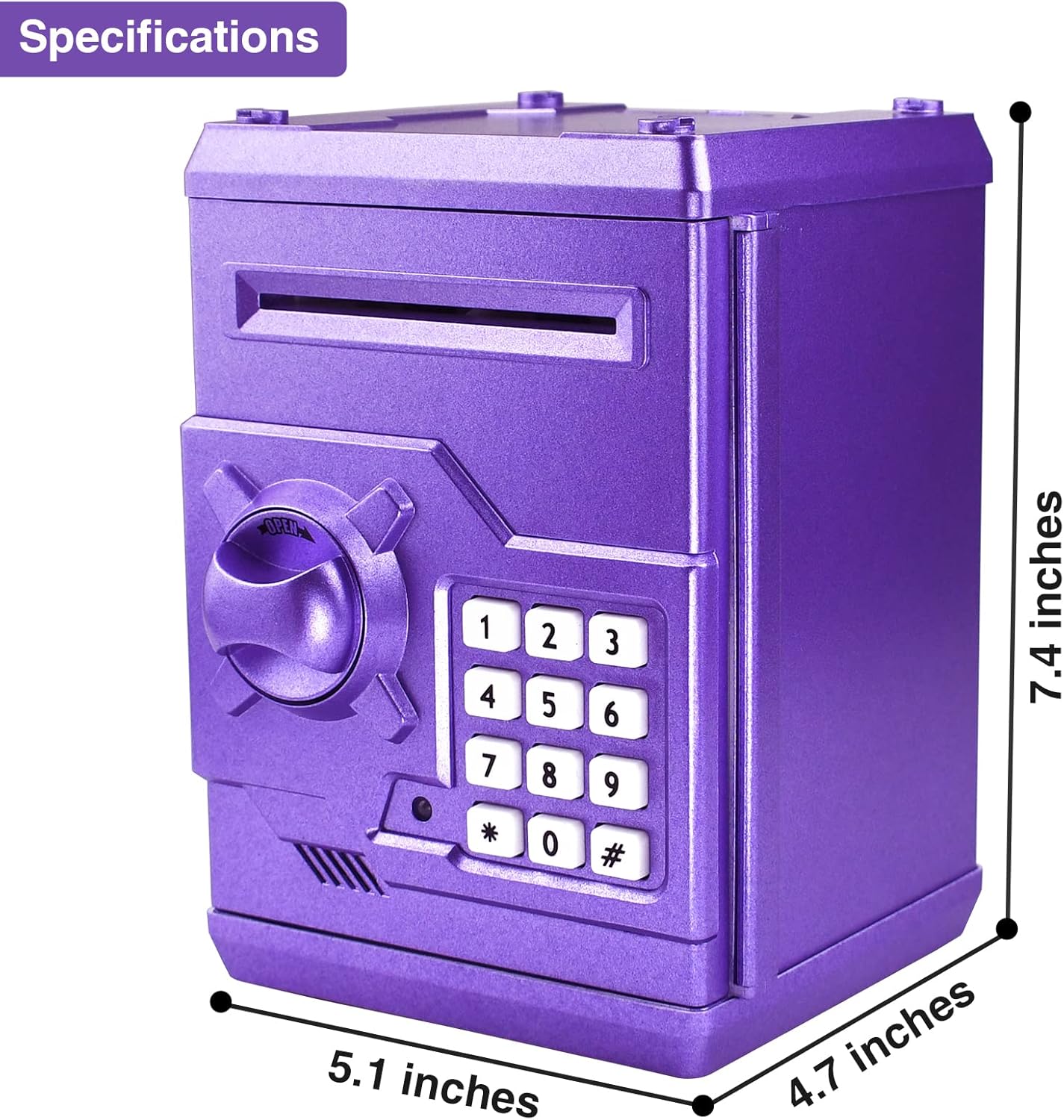 HUSAN Piggy Banks Money Banks for Kids, Electronic Password Code Money Banks ATM Banks Box Coin Bank for Children Boys and Girls (Grey Bue)