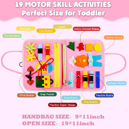 Guolely Busy Board Montessori Toy for 3-6 Year Old Toddlers - Educational Activity Developing Sensory Board for Fine Basic Dress Motor Skills - Travel Toys for Plane Car, Gift for Boys Girls