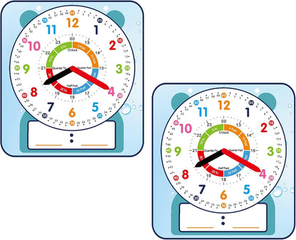 ANCOMEDO Large 12" Magnetic Writable Dry Erase Teaching Clock,Teaching Demonstration Clock for Kids Learning Time with Cute Style for Home School Classroom Supplies(12" x 11")