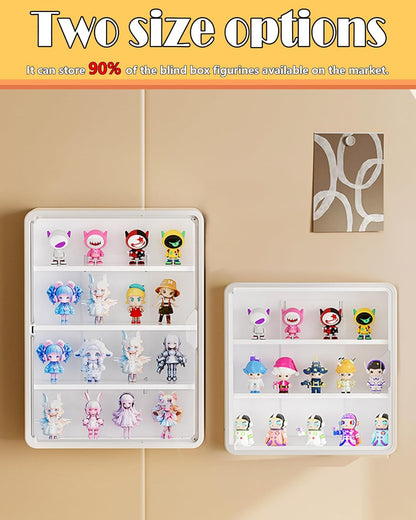 HGYZE Peg Boards for Wall with Shelf & Hooks, No Punching Craft Storage, Small Pegboard Ledges Organizer for Hanging Keychains, 4 Pack Decorative Wall Panel Kits for Blindboxes Lightweight Dolls, Pink