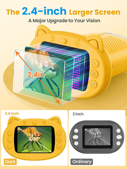 Microscope for Kids, 2.4 Inch Digital Microscope with 1000X Magnification, Handheld Camera Mini Pocket Magnifying Glass, Educational Birthday Gifts Toys for Ages 3+, Blue