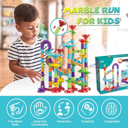 Toys for Boys 4-6 - Marble Runs 3D Maze Game DIY Educational Toys for Kids 5-7 Birthday Gift,Track Pipe Building Blocks Mini Glass Marbles for Kids,Toys for 3+ Year Old Boys Christmas (142PIECES)