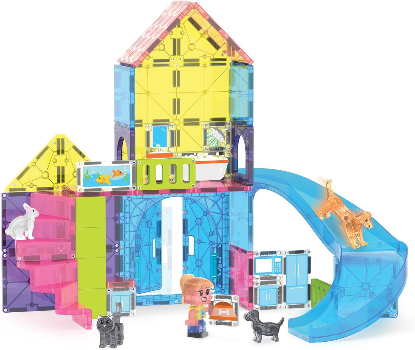 Magna-Tiles Pet Playhouse 50-Piece Magnetic Construction Set, The Original Magnetic Building Brand