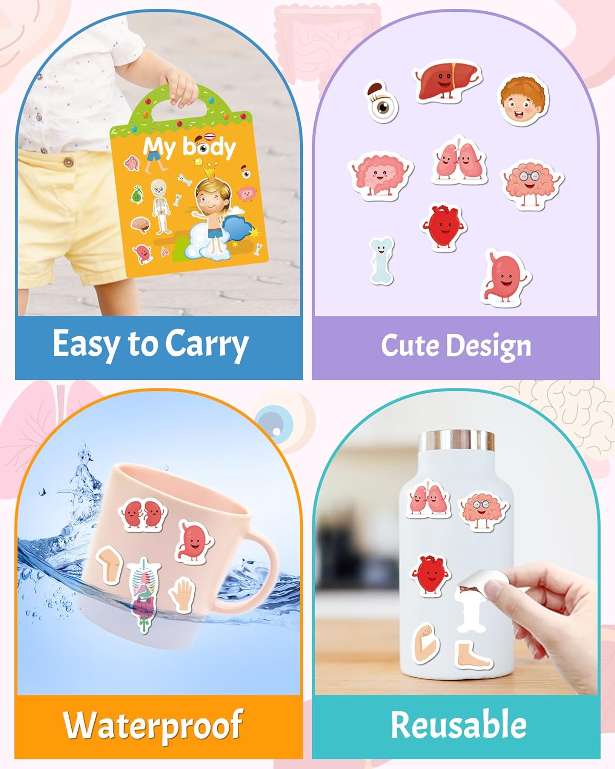 Benresive Reusable Sticker Books for Toddlers, Fun Travel Stickers for Kids, Toddler Sticker Book, Crafts Activities for Toddlers, 3 and Up Birthady Gifts - Vehicle