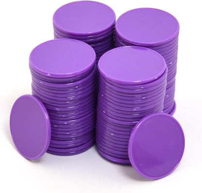 Smartdealspro 100pcs 32mm/1.26 Inch Opaque Plastic Learning Counters Disks Mini Poker Chips Game Tokens with Storage Box (Red)