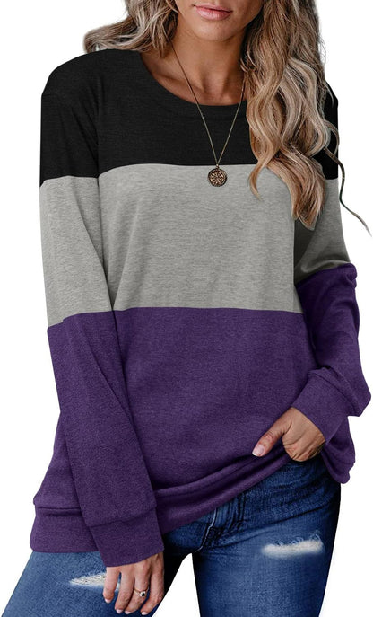 CRAZY GRID Womens Trendy Long Sleeve Shirts Casual Loose Soft Sweatshirt Fall Tops