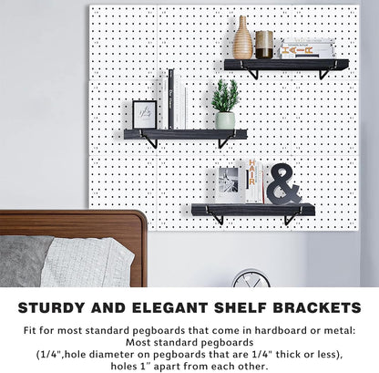 Pegboard Shelf Set - 6 Heavy Duty Peg Board Shelves & Steel Brackets, Organizer for Storage, Garage, Workbench, Craft, Office