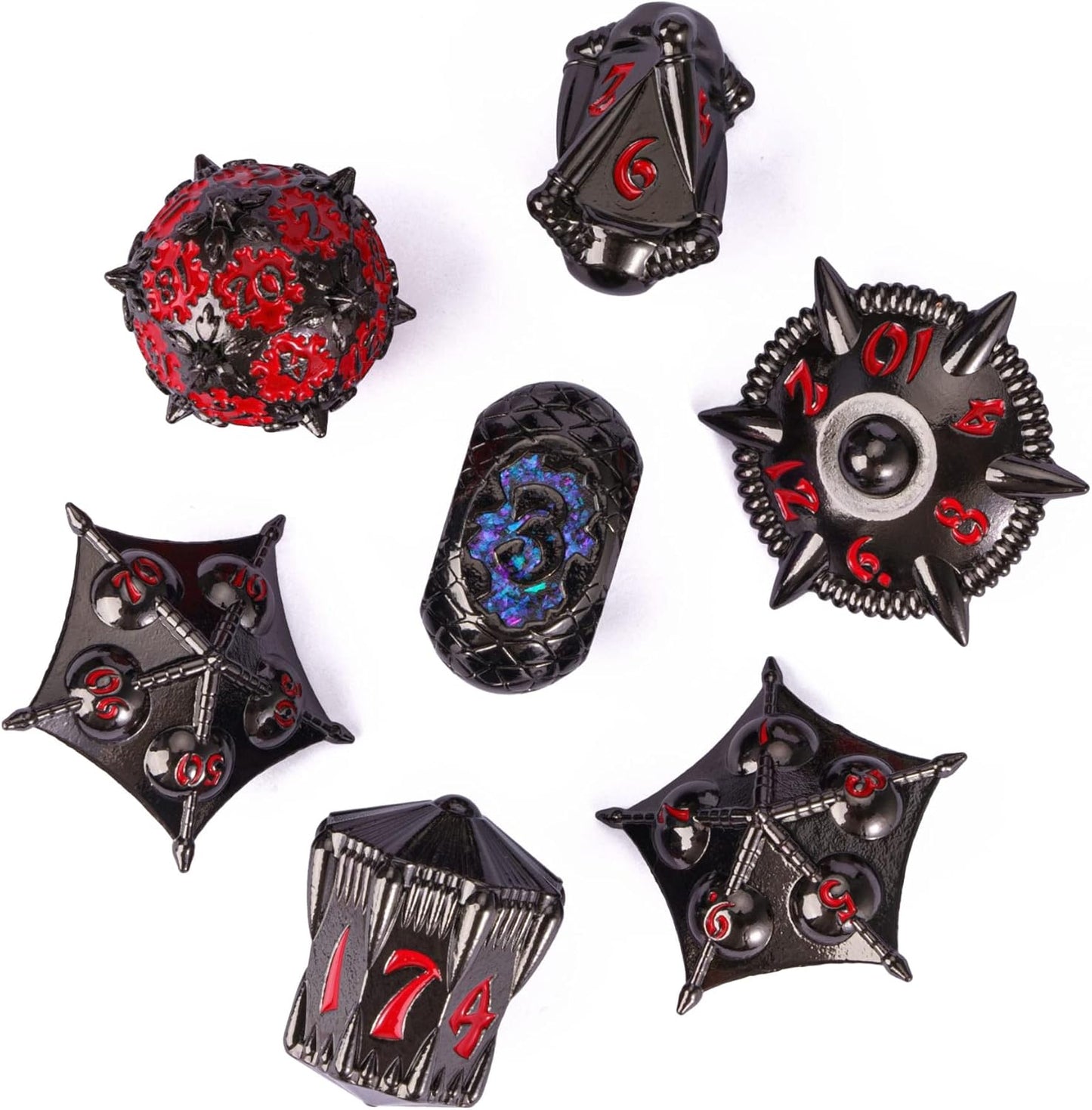 UDIXI Steampunk Metal Dice Set, 7 Die Polyhedral DND Dice Set for D&D Role Playing Game and Math Teaching (Ancient Copper)