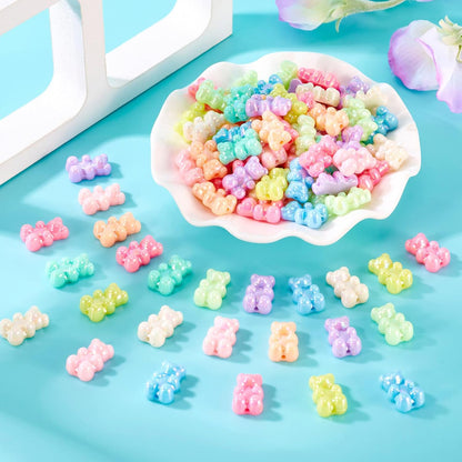 Kissitty 100Pcs Clear Acrylic Bear Beads Cute Bears Loose Beads Bulk Transparent Gummy Bear Spacer Bead Counting Bears for Bracelet Adults Necklace Earring Crafts Bag Key Chain DIY Jewelry Making