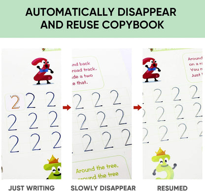 4PCS Grooved Handwriting Practice for Kids Age 3-5 Preschool Children, Reusable Magic Practice Copybooks for Student Tracing Letter Writing Books