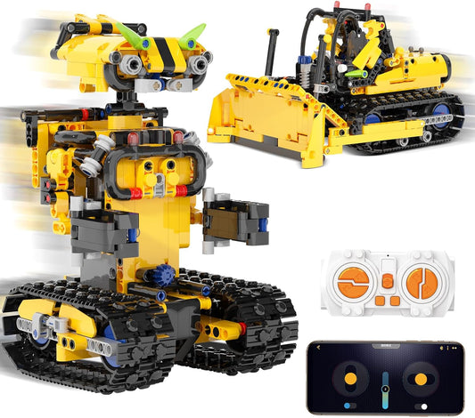 Sciencow 2-in-1 Build a Robot Kit, Remote & APP Controlled Robotic Building Blocks Toys STEM Projects for Kids Ages 8 9 10 11 12 13 14,Chirstmas Birthday Gift for Boys (RC Mars Rover)