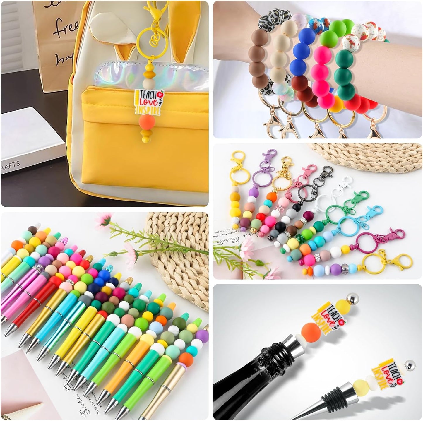 65Pcs 19mm Silicone Beads for Keychain Making Bracelet Necklace, Bulk Round Silicone Beads for Pens（Christmas Green） - Colors A
