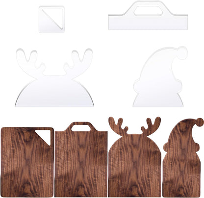 Router Templates, 4pcs Acrylic Charcuterie Board Handle Template, LYMOI Clear Cut Board Thick Handle Template, Angled Curvy Tracing Stencils Cut Guide Tools for Kitchen Woodworking. (Style 1)