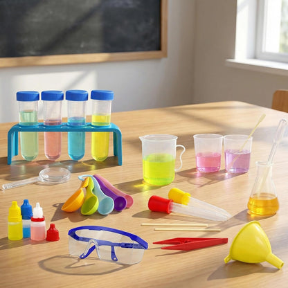 33PCS Lab Science Experiments for Girls and Boys Learning Kits for Junior Chemistry Beakers and Test Tubes Fun Experiments for Students Activities Science Project Classroom Gift for Curious Minds