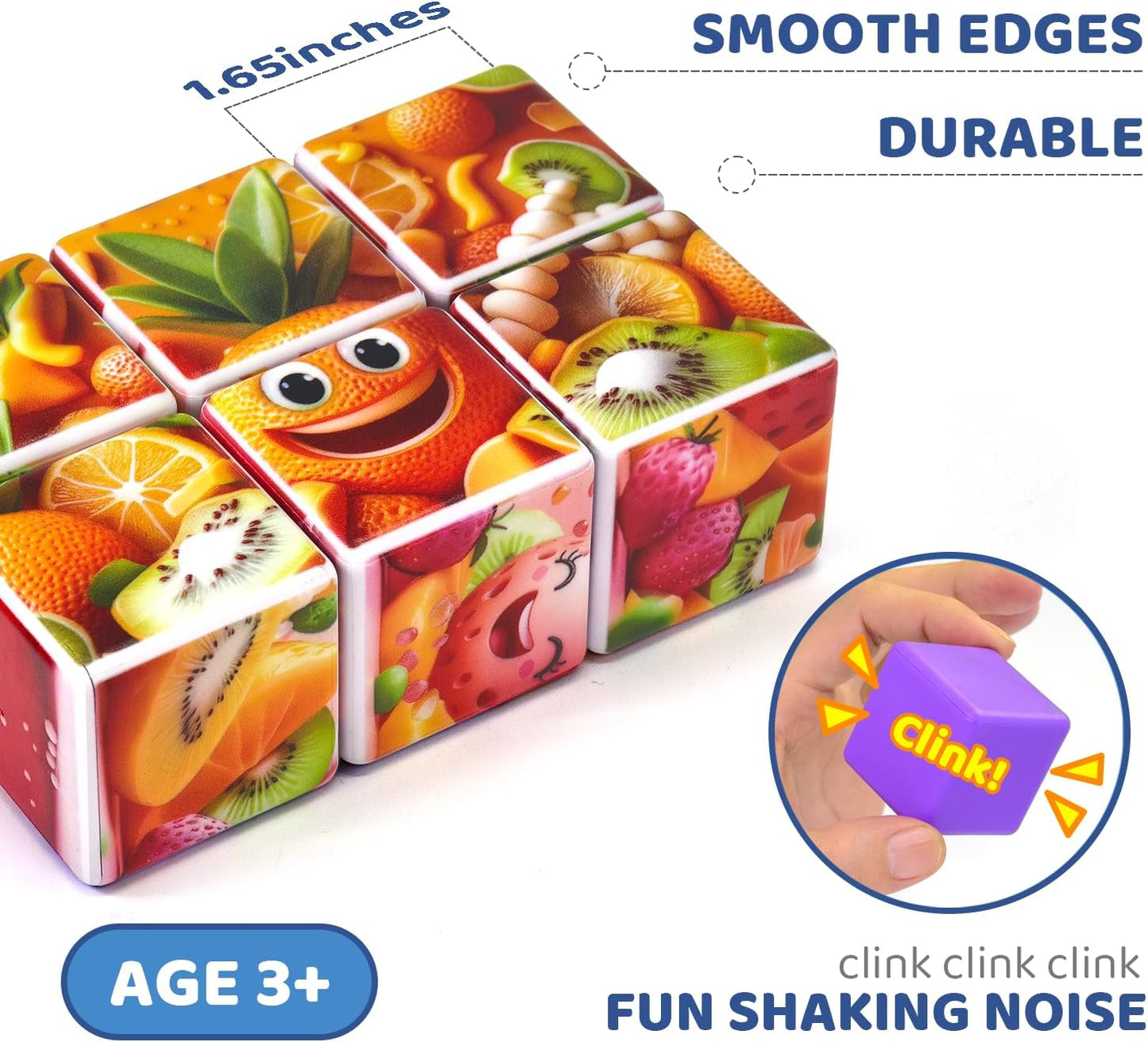 Pairez Toys 3D Magnetic Cubic Jigsaw Puzzle Toys for Toddlers, Large Building Blocks Cubes 1.65 Inches, Sensory & Montessori Toys for Kids 3-5