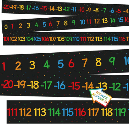 COCHIE Boho Number Line Bulletin Board Border - 20 to 120 Classroom Decorations for Wall Total 34ft, Math Number Lines Border Strips Learning Poster Supplies for Students, Teachers (Bohemian)