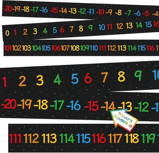 COCHIE Boho Number Line Bulletin Board Border - 20 to 120 Classroom Decorations for Wall Total 34ft, Math Number Lines Border Strips Learning Poster Supplies for Students, Teachers (Bohemian)