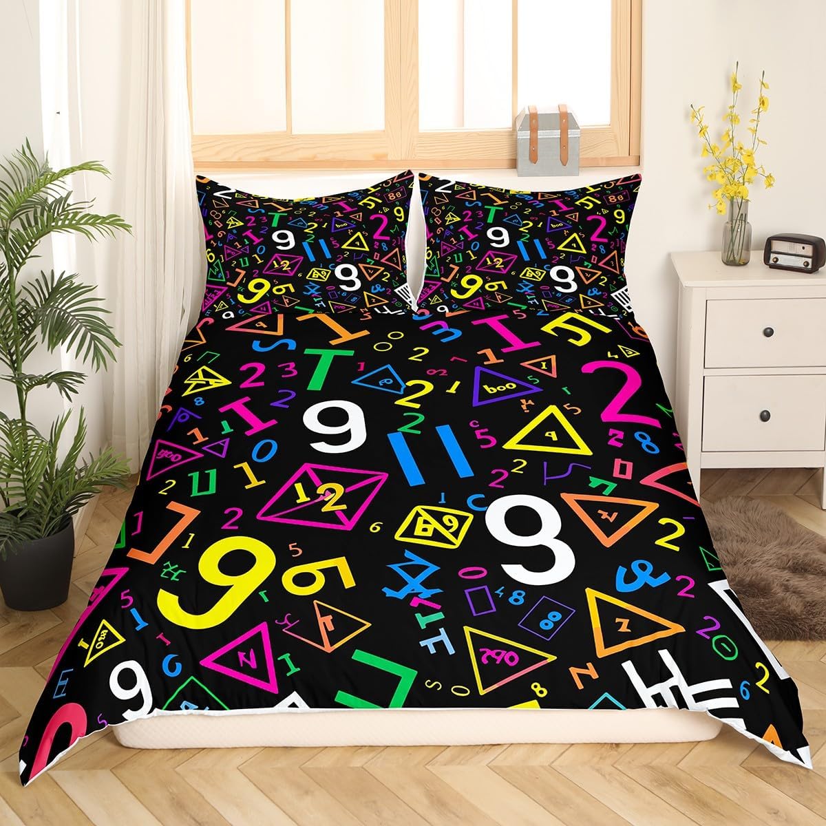 Erosebridal Chemistry Bedding Set Chemical Equation Comforter Cover for Kids Boys,Science Students Duvet Cover Test Tube Microscope Chemical Equipment Bed Set Full,Science Educational Dorm Room Decor