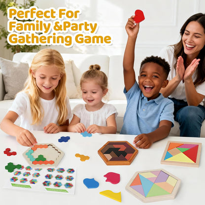 Wooden Puzzles Blocks Brain Teasers Logic Games for Classroom & Party Times,Jigsaw Puzzle Intelligence STEM Montessori Educatioanl IQ Toys Games for Kids Boys Girls Ages 3+ (3 Pack)