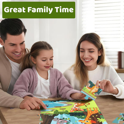 Jumbo Floor Puzzle for Kids, Large Jigsaw Puzzles 48 Piece with Box for Kids Ages 3-5,Preschool Learning & Education Toys, Gifts for 4-8 Year Old Boys and Girls(Jungle Animals)