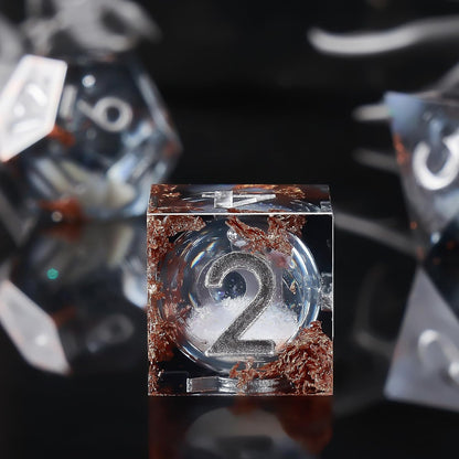 Liquid Core DND Dice Set, 7pcs Sharp Edge Dice for Role Playing Dungeons and Dragons Ttrpg with Gift Box, Handmade Resin D&D Dice RPG Role Playing Games Dice Set(Blue Gold)