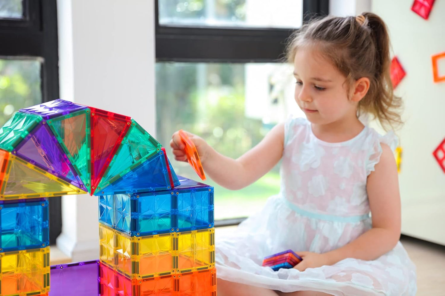 MEGAGONTILES Marble Run Magnetic Tiles Set 120PCS | STEM-Authenticated Magnetic Building Blocks with Marble Track Pieces | Educational Construction Toy for Kids Ages 3–8 (Boys & Girls)
