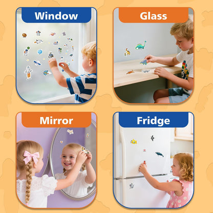 6 Sets Reusable Sticker Book for Toddlers 3-6, Jelly Sticker Books for Toddler, Travel Sticker Activity Toys for Kids 3 4 5 6 Years Old Girls & Boys