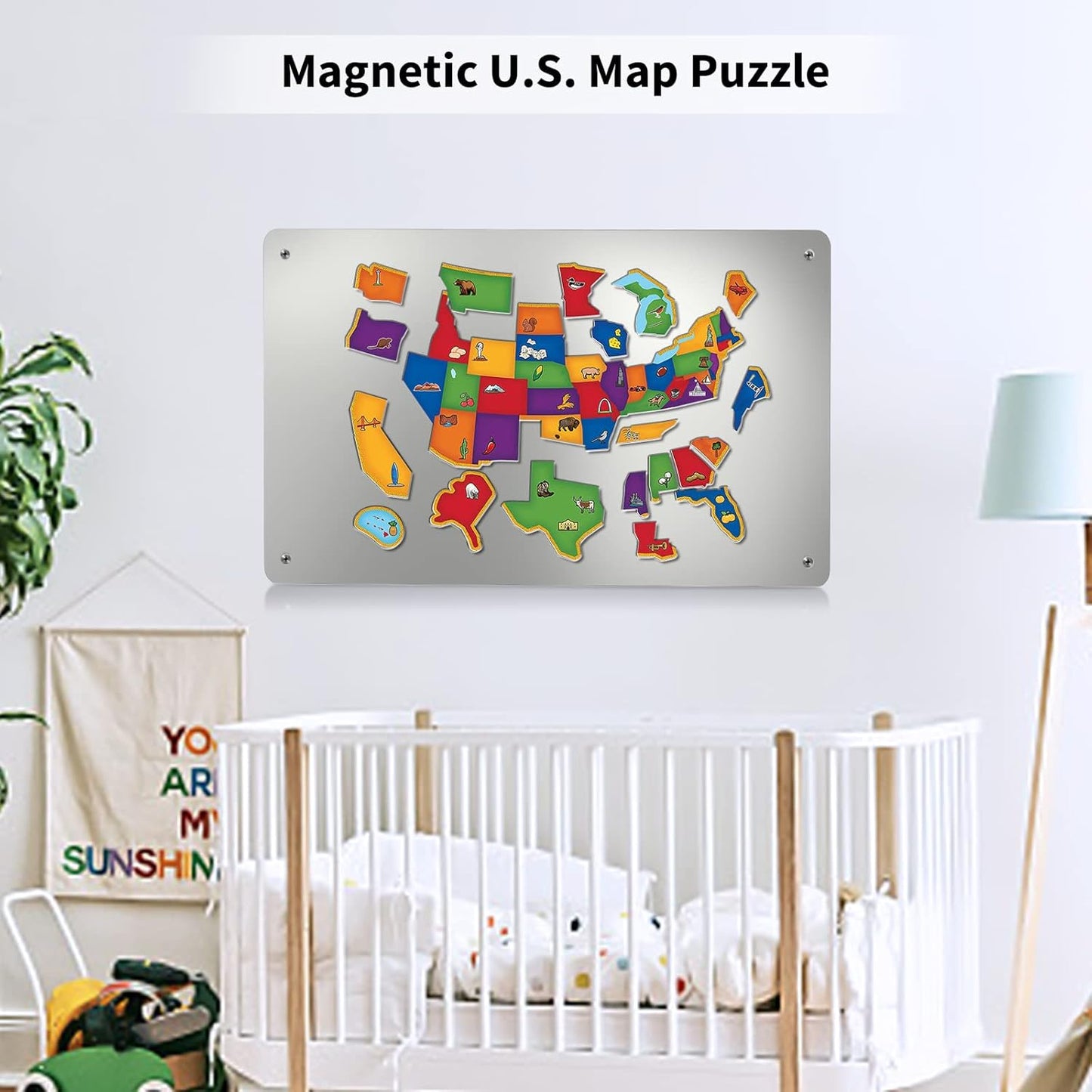 17.7" x 11.8" Black Metal Magnetic Board - Magnet Bulletin Board to Display Magnetic Letters Numbers Animal, Poetry, Spice Jars, Notes, Photos, Suitable for Wall, Refrigerator, Cubicle, Cabinet